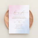 Search for navy and blush gender reveal invitations Watercolor