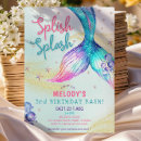 Search for mermaid 3rd birthday invitations Watercolor