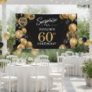 Search for surprise birthday party banners Black and gold