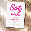 Search for 60 and fabulous birthday invitations Pink
