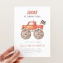 Search for red truck birthday invitations Monster trucks