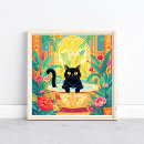 Search for vintage bathroom posters Black cat