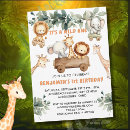 Search for one wild year invitations Jungle safari party animals
