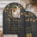 Search for wood arch wedding invitations String lights