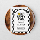 Search for black white 1st birthday invitations Chequered