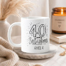 Search for happy 40th mugs Black and white
