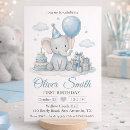 Search for blue elephant birthday invitations Baby boy