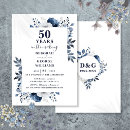 Search for blue gold 50th wedding anniversary invitations Floral