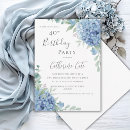 Search for blue hydrangea birthday invitations Watercolor
