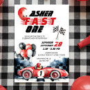 Search for checkered flag invitations Red race car