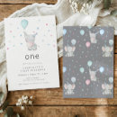 Search for elephant 1st birthday invitations Children