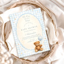 Search for blue gingham baby shower invitations We can bearly wait