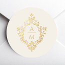 Search for vintage monogram wedding stickers Crest