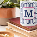 Search for navy blue and pink mugs Initial