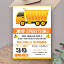 Search for dump truck baby shower invitations Modern