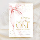 Search for elegant 1st birthday invitations Pink bow