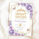 Search for lilac sweet 16 invitations Watercolor floral