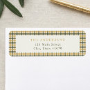 Search for green plaid return address labels Retro