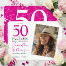 Search for hot pink and black birthday invitations Fifty