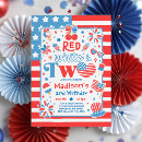 Search for red white and two birthday invitations 4th of july birthday