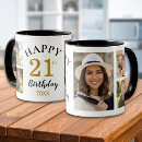 Search for 21st birthday mugs Black and gold