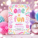 Search for colourful 1st birthday invitations One is fun