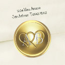 Search for two hearts wedding stickers Gold
