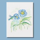 Search for blue hummingbird postcards Watercolor
