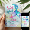 Search for mermaid 4th birthday invitations Watercolor