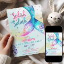 Search for mermaid 2nd birthday invitations Watercolor