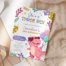 Search for three rex girl birthday invitations Stomp chomp roar