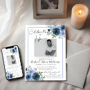 Search for navy blue funeral invitations Floral