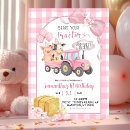 Search for pink tractor birthday invitations For kids