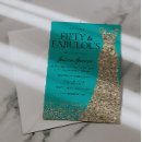 Search for teal gold 50th birthday invitations Blue