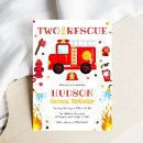 Search for rescue birthday invitations Fire truck party