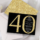 Search for gold glitter 40th birthday invitations Typography