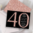 Search for rose gold 40th birthday invitations Typography