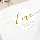 Search for faux gold foil wedding stickers Script