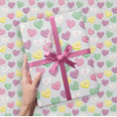 Search for conversation hearts wrapping paper Candy hearts pattern