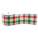 Search for green white red ribbon Tartan