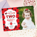 Search for ladybug 2nd birthday invitations Girl