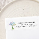 Search for blue tree return address labels Watercolor