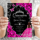 Search for black hot pink quinceanera invitations Mis quince anos
