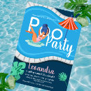 Search for pool bridal shower invitations Blue