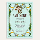 Search for monkey 1st birthday invitations Wild one