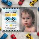 Search for race car 1st birthday invitations First birthday party