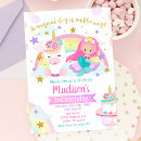 Search for unicorn and mermaid birthday invitations Girl