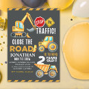 Search for boy construction birthday invitations Watercolor