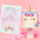 Search for unicorn 3rd birthday invitations Watercolor