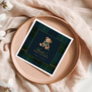 Search for blue and green plaid napkins Teddy bear
